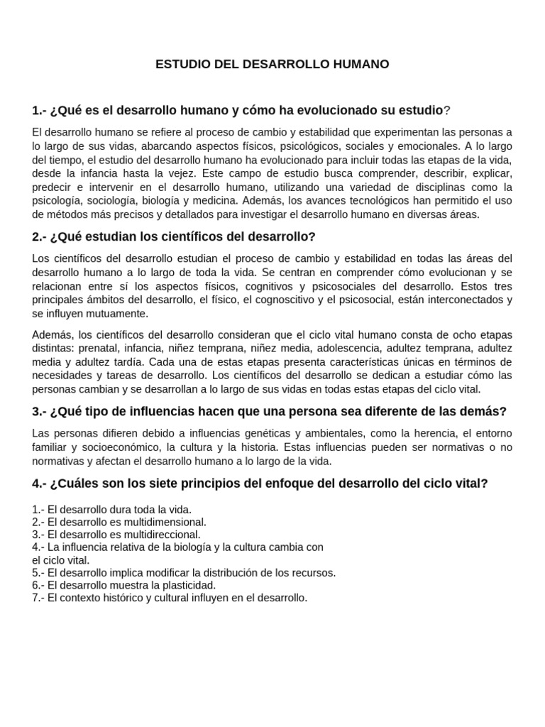 Estudio Integral del Desarrollo Humano | PDF | Adultos | Sicología