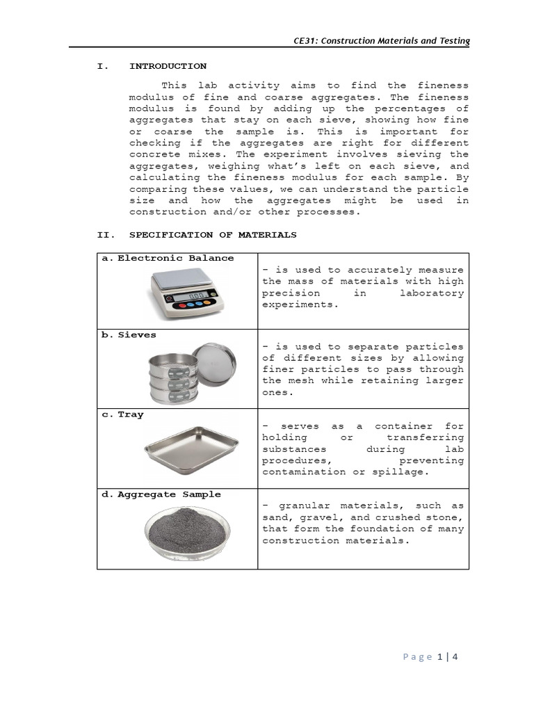 Fineness Modulus Testing of Aggregates | PDF | Construction Aggregate