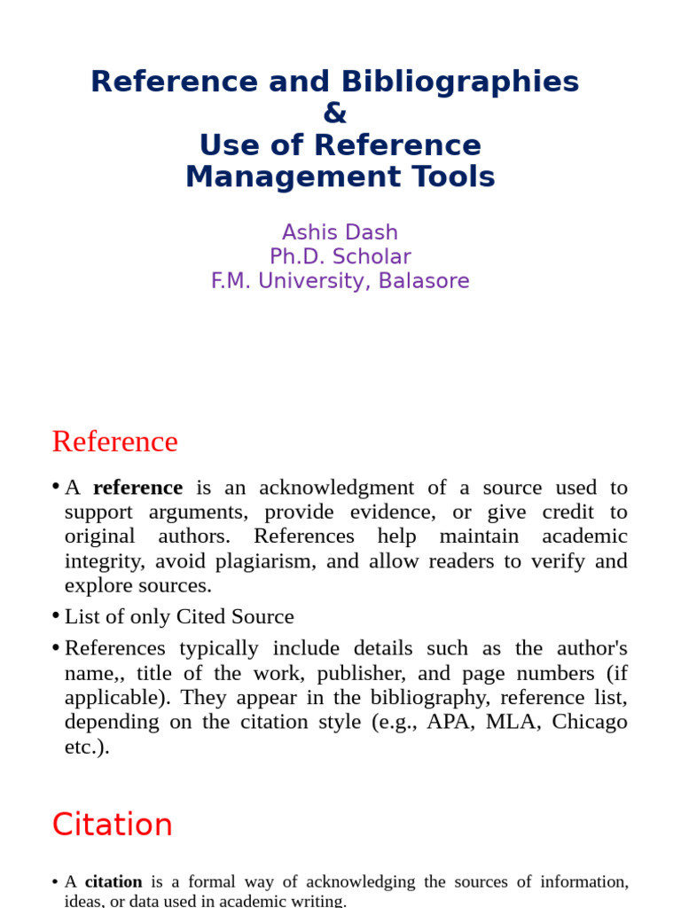 Reference and Bibliographies - ASHIS DASH | PDF | Citation | Tag (Metadata)