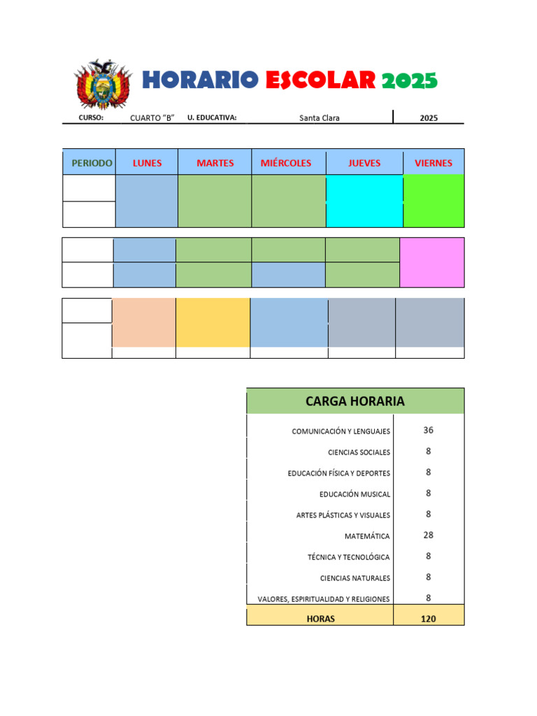 Horario Escolar Secundaria 2025 | PDF