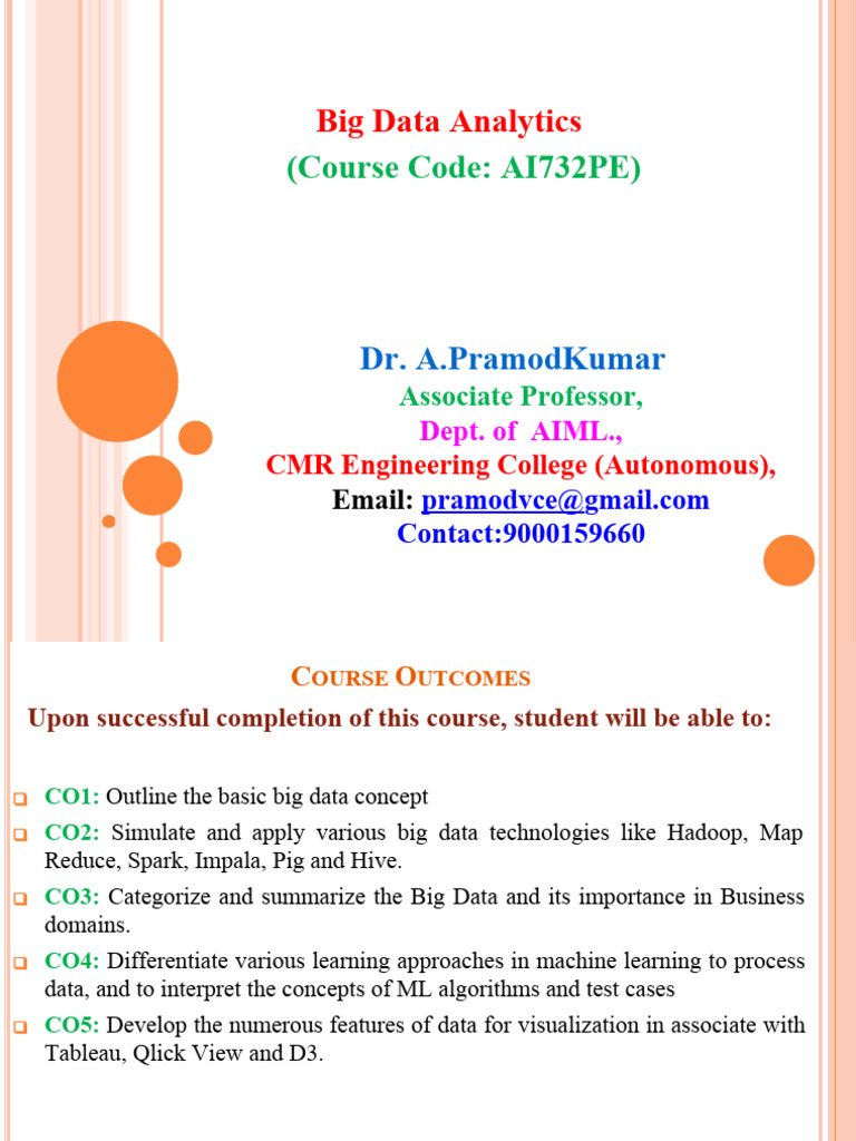 Big Data Analytics Course Overview | PDF | Map Reduce | Databases