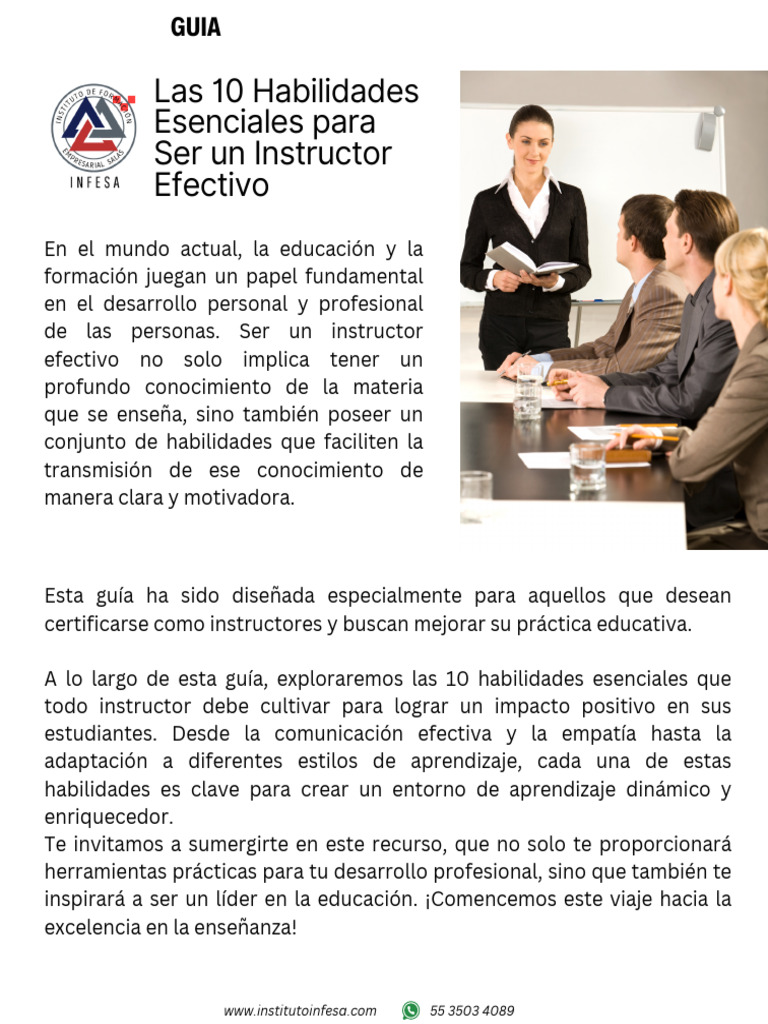 10 Habilidades Clave para Instructores | PDF | Enseñando | Aprendizaje