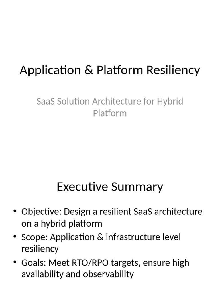 Final Resilient SaaS Solution Architecture | PDF