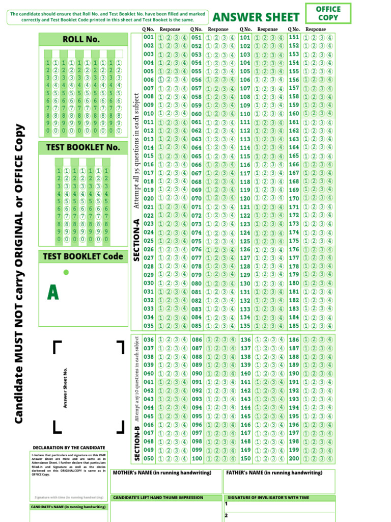 OMR Answer Sheet Template Guide | PDF | Optical Character Recognition ...