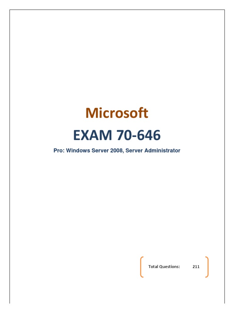 Windows Server 2008 R2 Exam 70-646 Guide | PDF | Windows Server 2008 ...