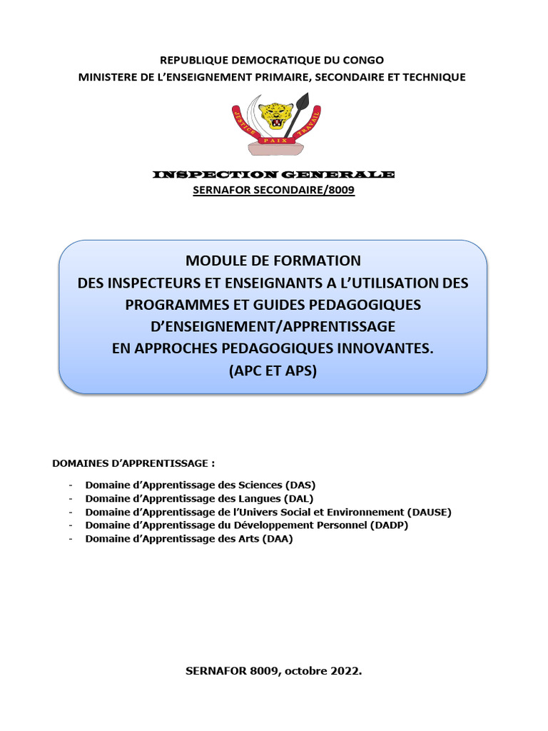 Module de Formation en Aps Et Apc | PDF | Pédagogie | Apprentissage