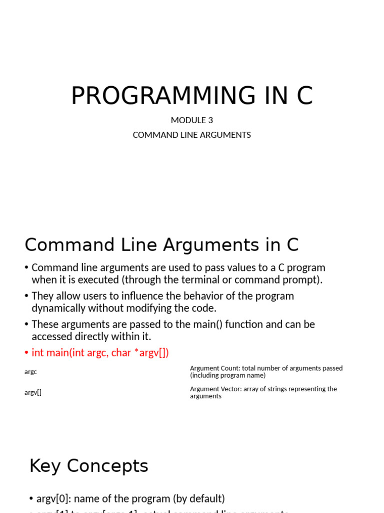Command Line Arguments in C Programming | PDF