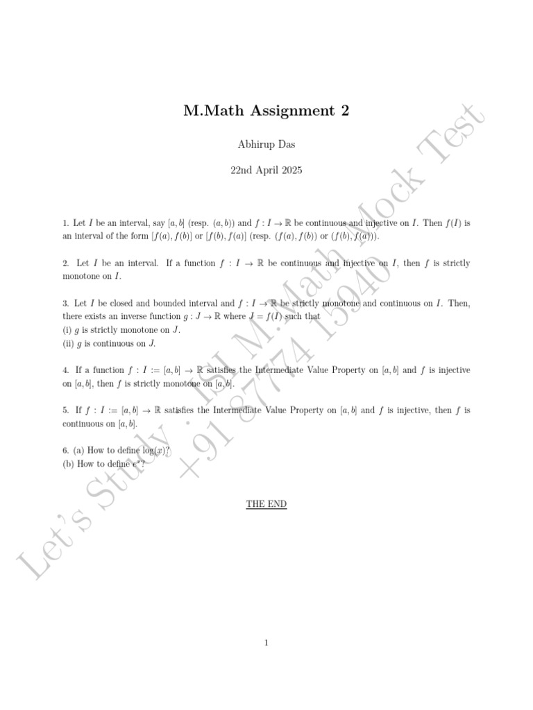 M Math Assignment 2 | PDF
