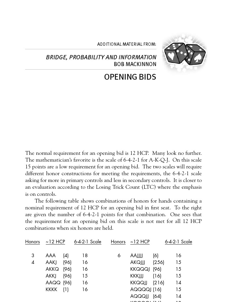 Understanding Opening Bids in Bridge | PDF