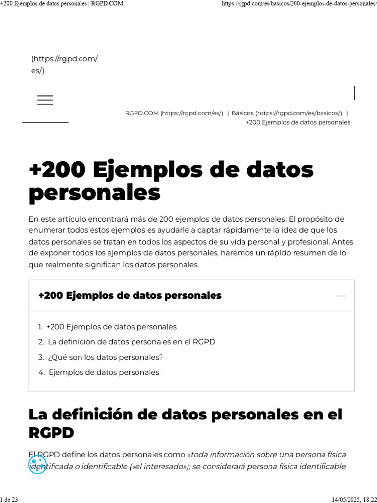 Ejemplos de Datos Personales | PDF | Mente | Salud mental