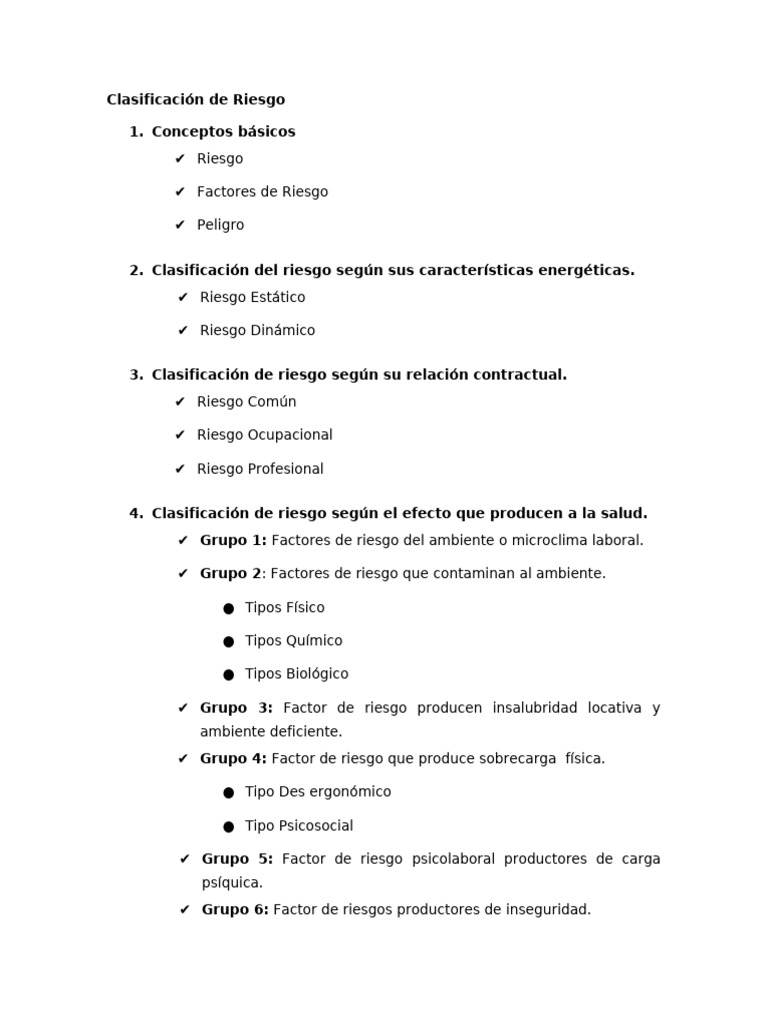 Clasificación de Riesgo | PDF | Seguridad y salud ocupacional | Valores