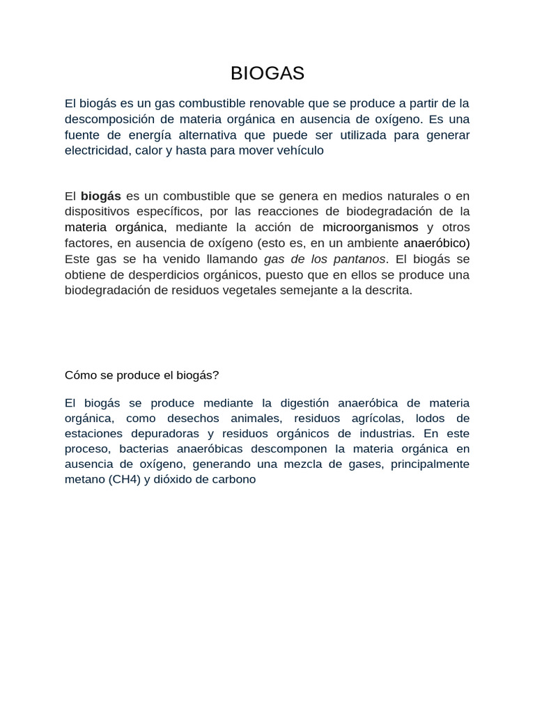 Biogas: Biogás | PDF | Biogás | Metano