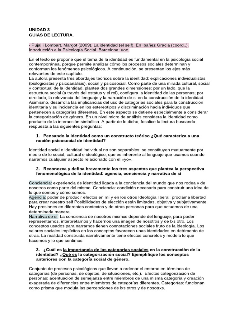 Teoría de la Identidad en Psicología Social | PDF | Interseccionalidad ...