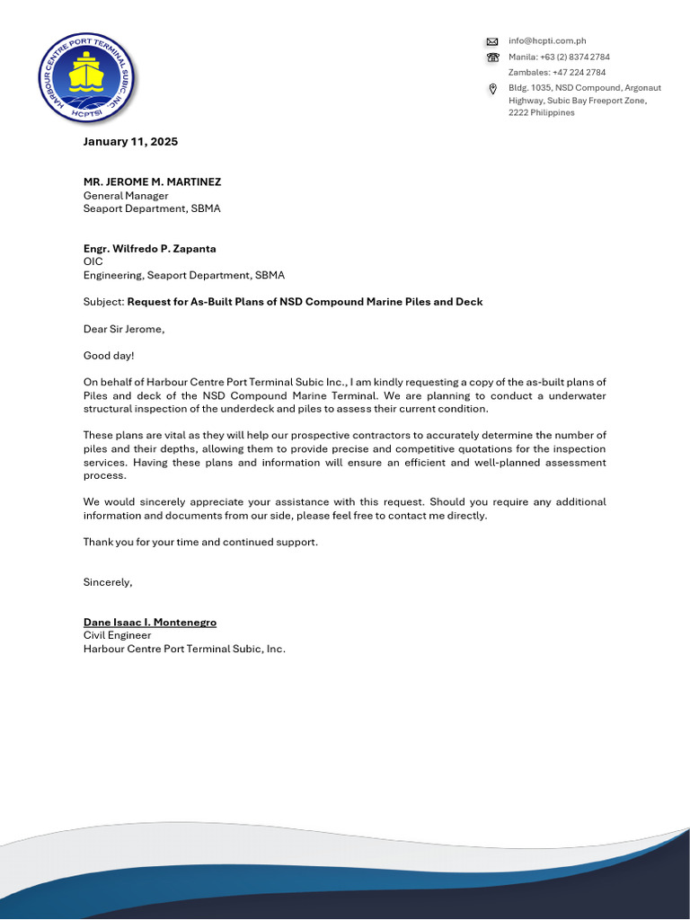 Request For Underdeck and Piles Asbuilt Plan - Marine Terminal | PDF