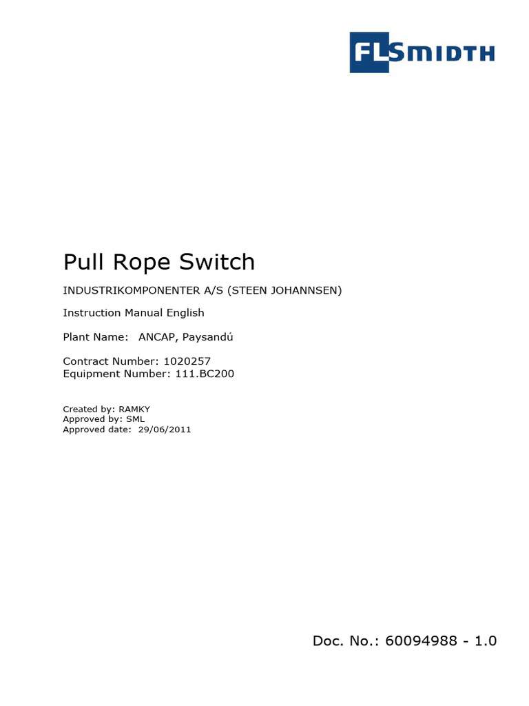 Pull Rope Switch: English | PDF | Switch | Screw