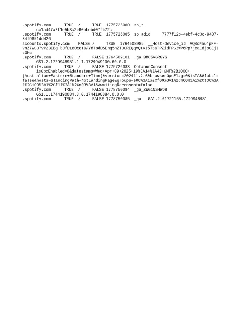 Spotify Cookie and Tracking Data | PDF