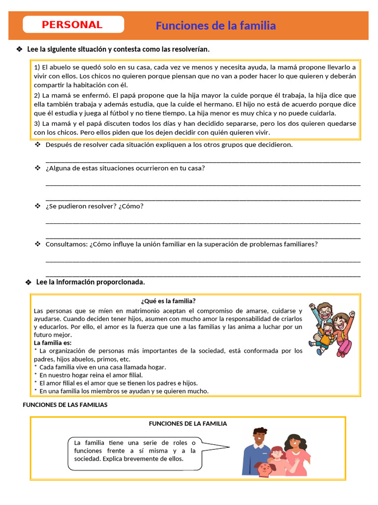 D3 A3 FICHA PS. Funciones de La Familia | PDF | Familia | Amor