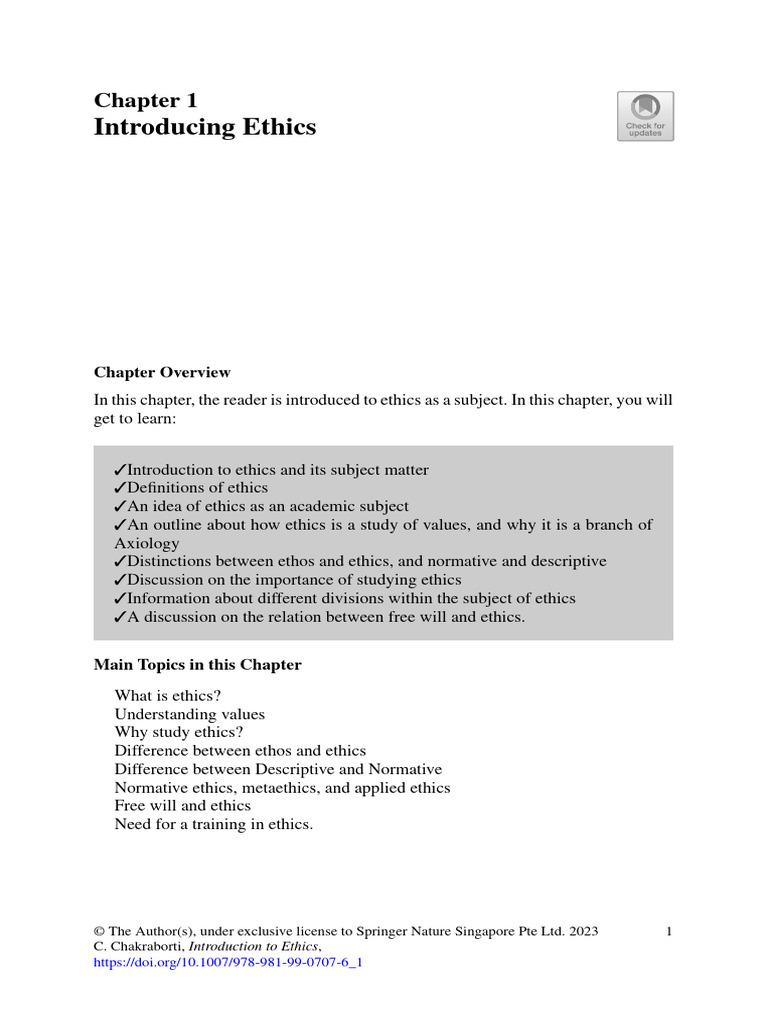 Introduction to Ethics Overview | PDF | Water | Intention
