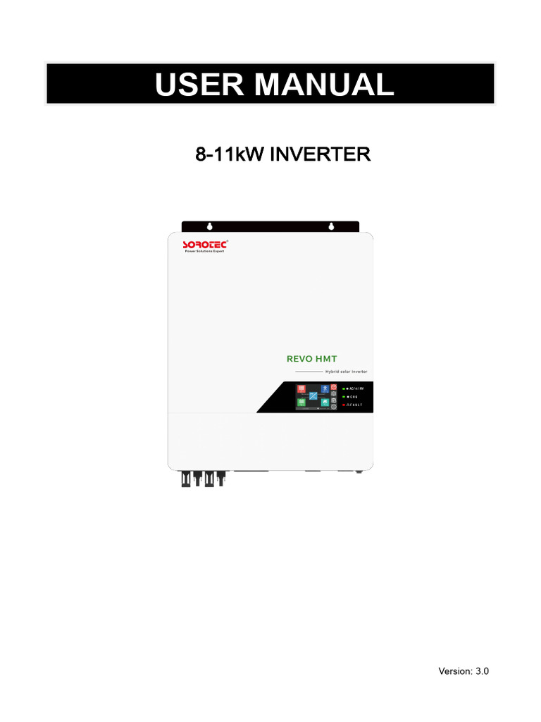 8-11kW Inverter User Manual | PDF | Power Inverter | Solar Panel