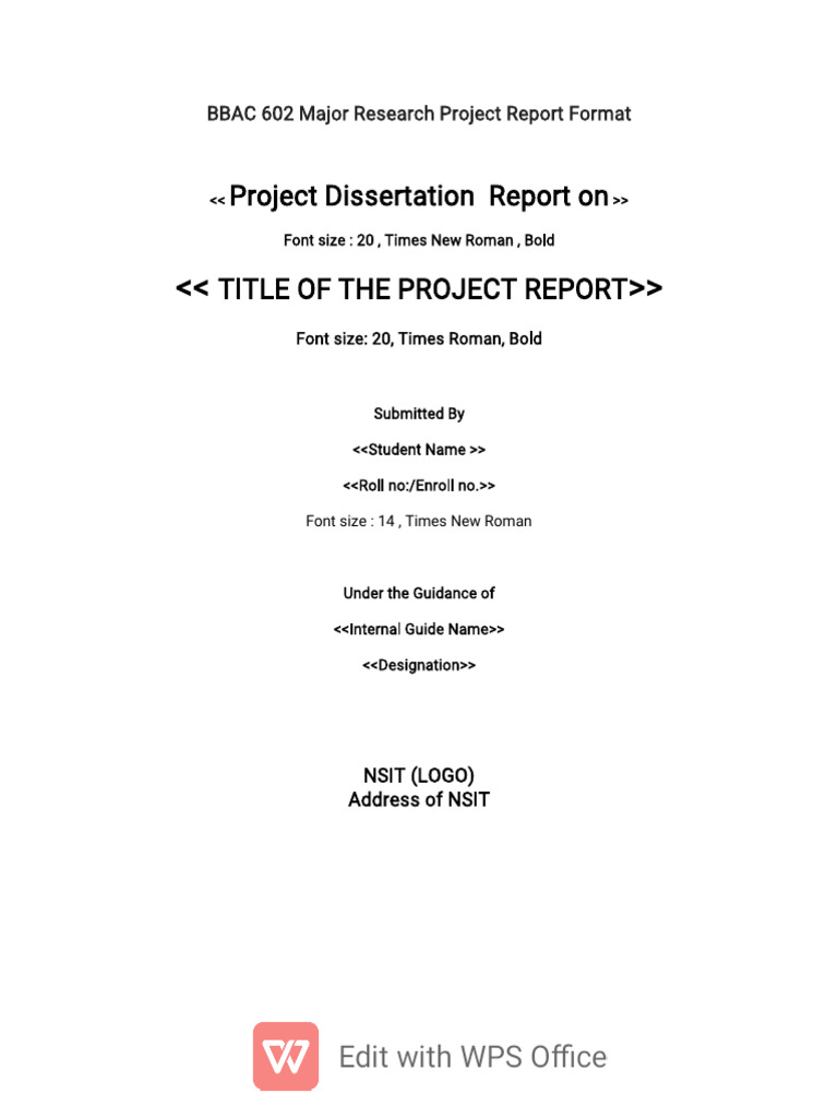 BBAC 602 Research Project Report Guidelines | PDF | Times New Roman ...