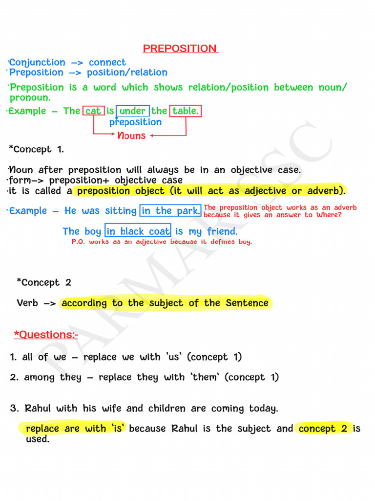Preposition Notes | PDF