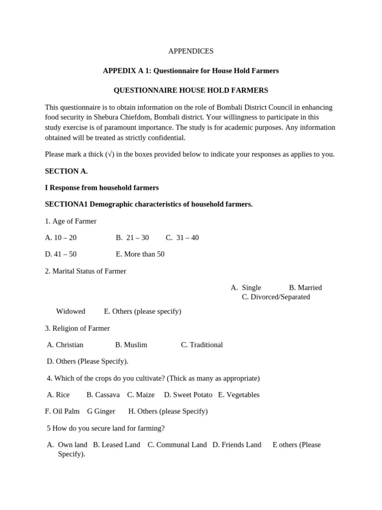 Bombali District Food Security Survey | PDF | Agriculture | Food Security