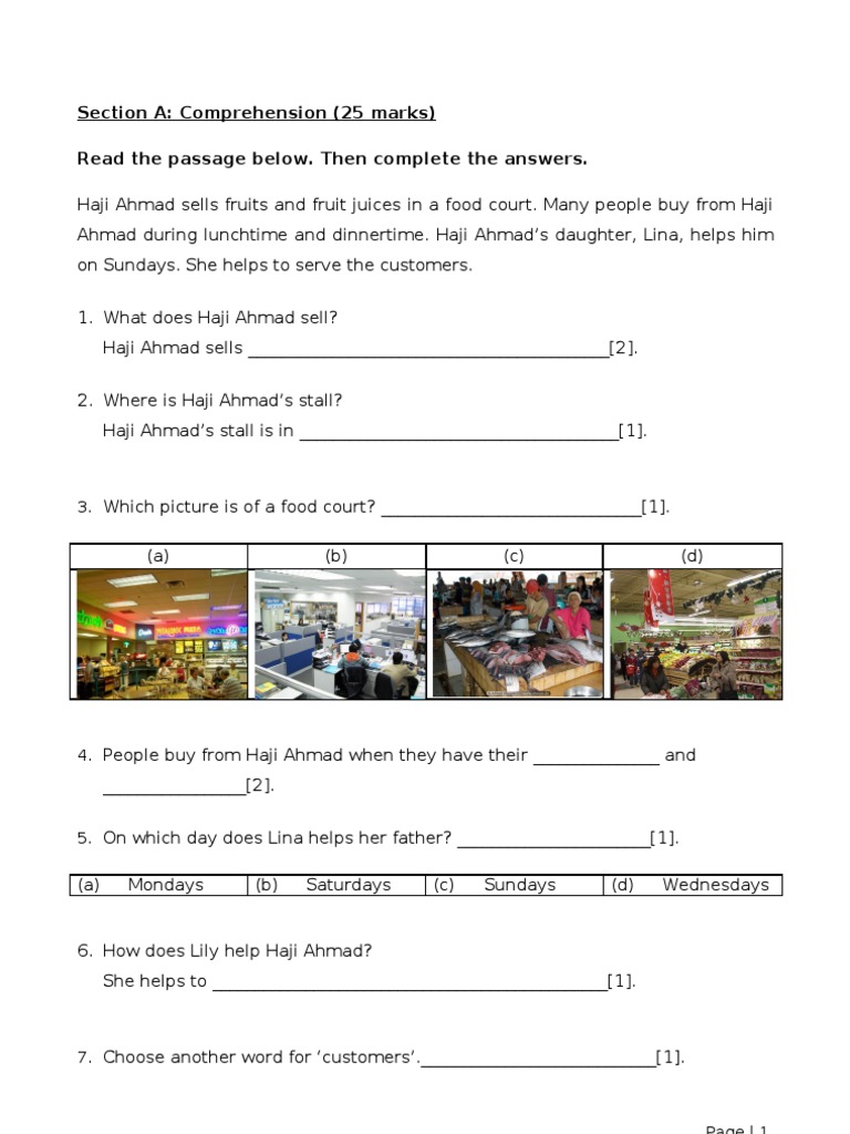 Section A: Comprehension (25 Marks) Read The Passage Below. Then ...