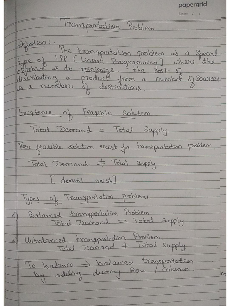 BCA 6th Sem Notes (Transportation Problem and Assignment Problem) | PDF