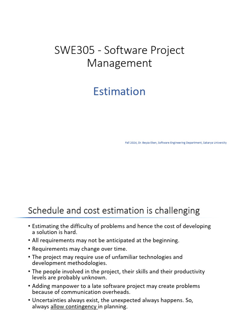Software Project Estimation Techniques | PDF | Software | Prediction