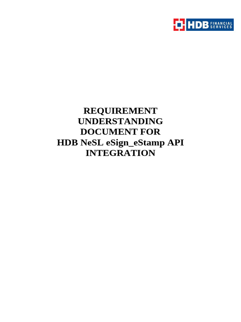 HDBFS - NeSL Esign - Estamp API - UD - 1.0 | PDF | Security Interest