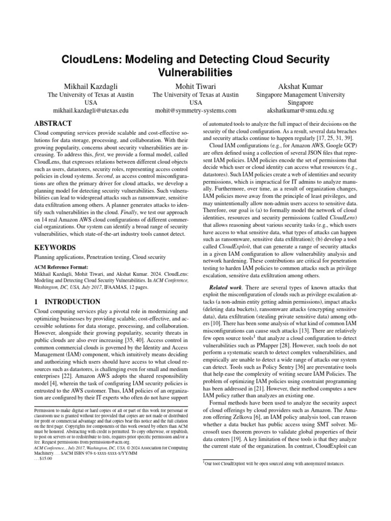 Detecting Cloud Security Vulnerabilities | PDF | Cloud Computing ...