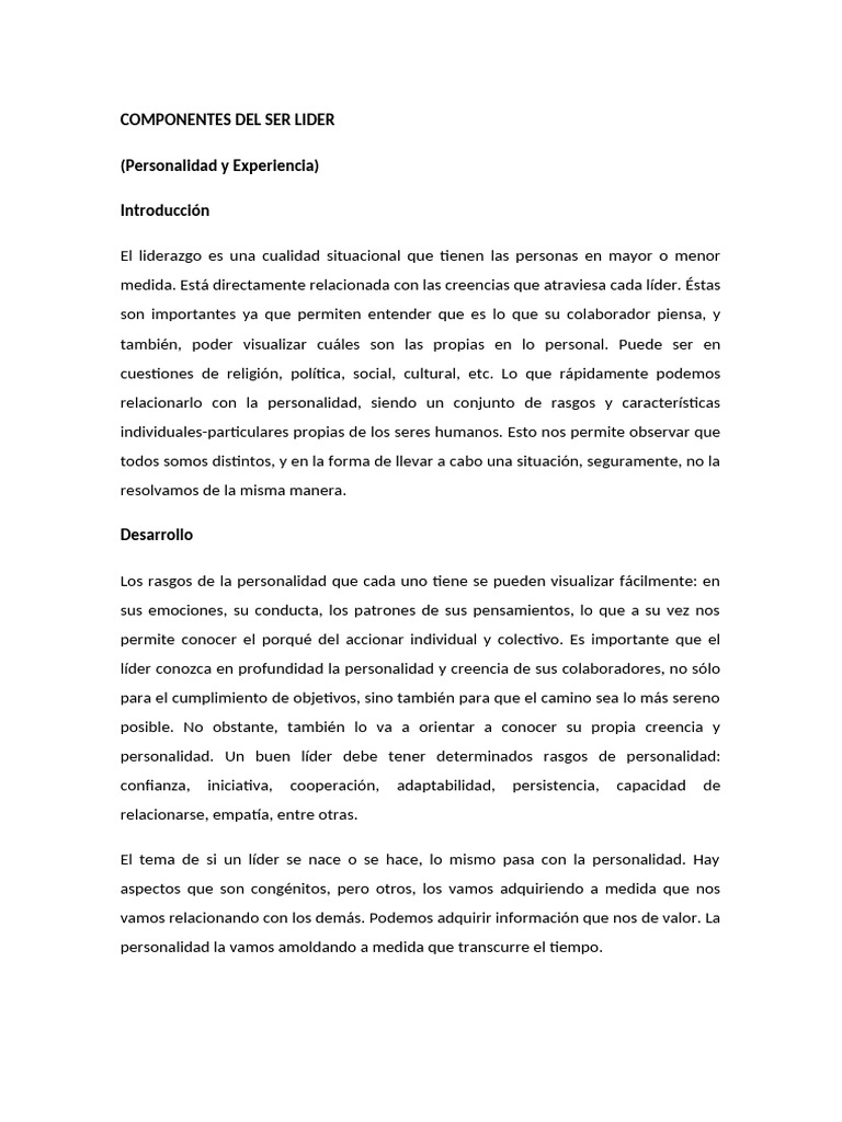 Componentes Clave del Liderazgo Efectivo | PDF | Empatía | Las emociones