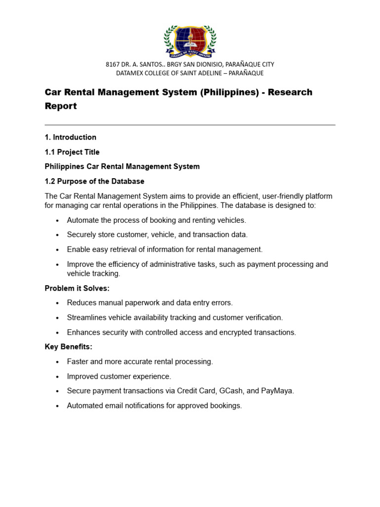 Car Rental Management System | PDF | Databases | Backup