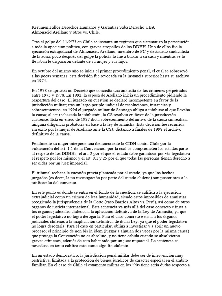 Fallos sobre Derechos Humanos en Chile | PDF | Convenio europeo de ...
