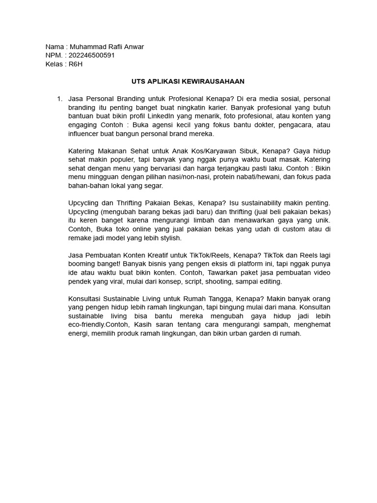 Muhammad Rafli Anwar R6H UTS | PDF