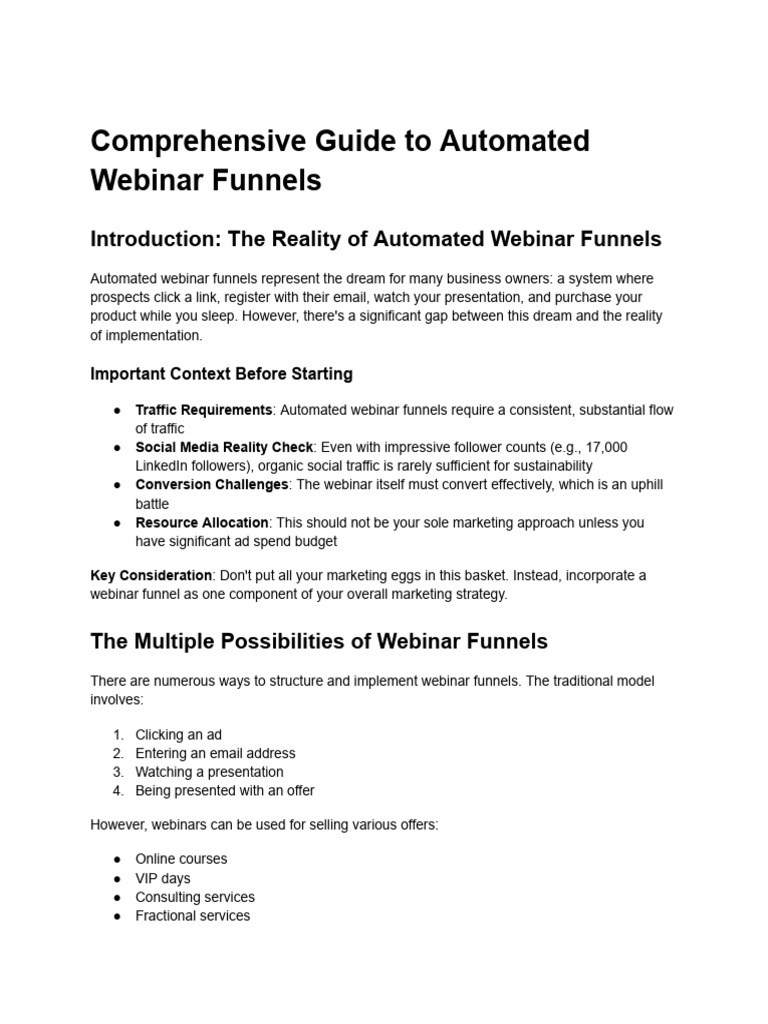 Automated Webinar Training - Notes | PDF | Marketing
