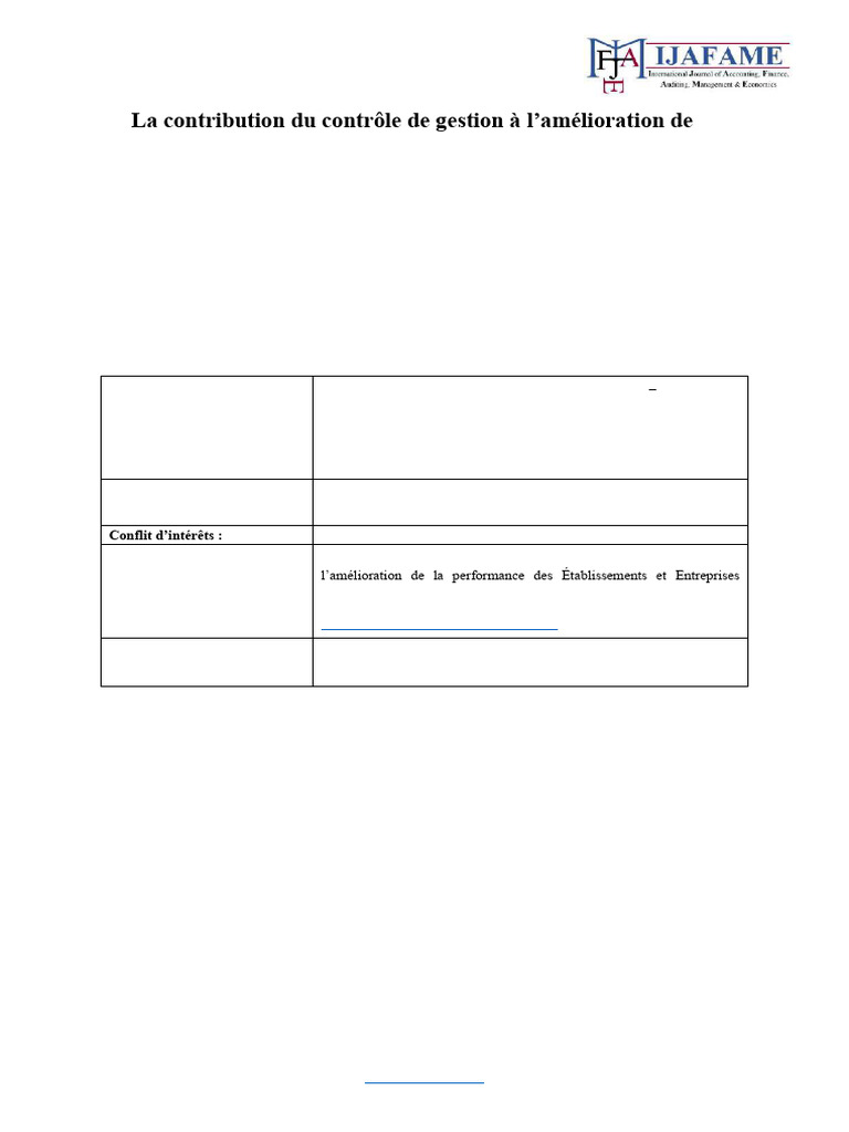 Contrôle de gestion et performance EEP Maroc | PDF | Cybernétique | Science
