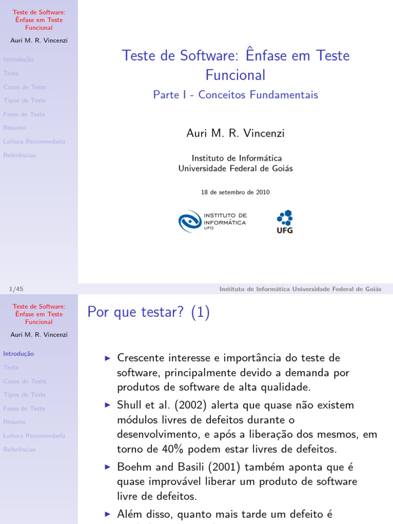 Teste de Software - Ênfase em Teste Funcional - Parte 1 | PDF | Testes ...