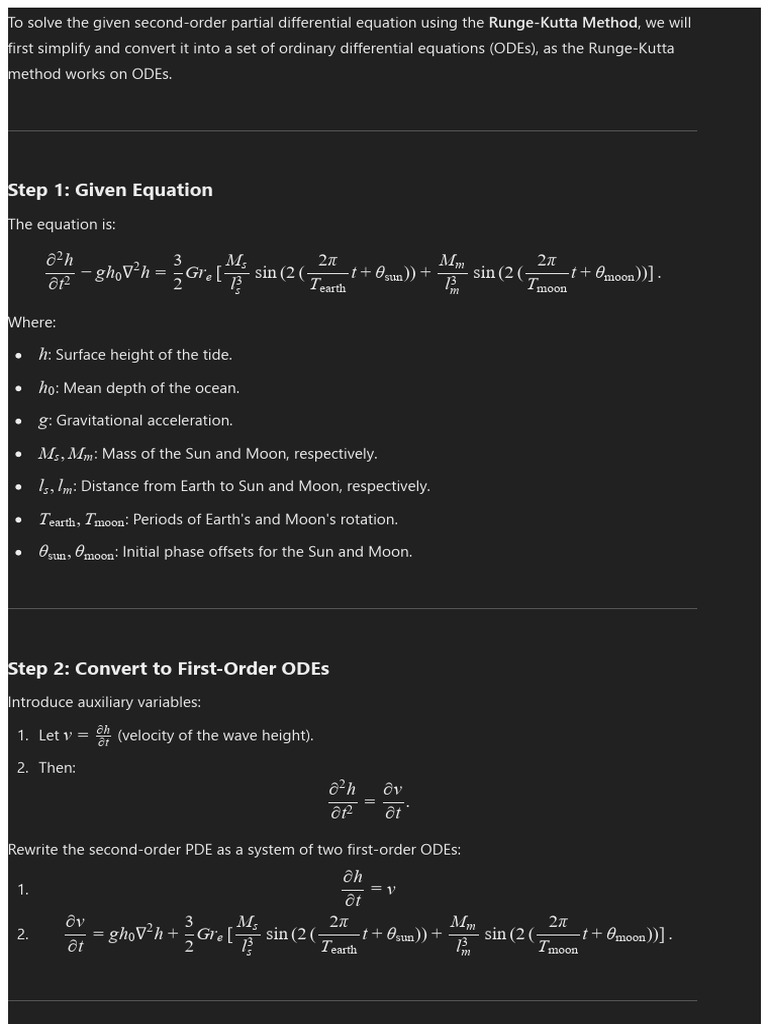 Tidal Wave Simulation via Runge-Kutta | PDF | Differential Equations ...