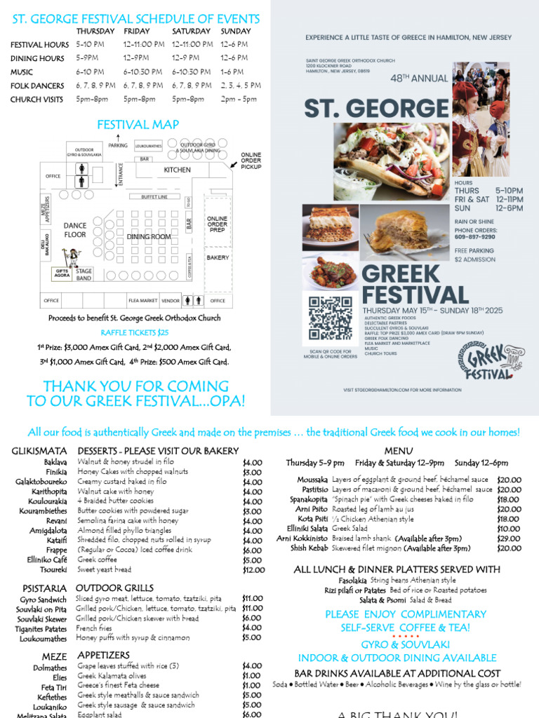 St. George Greek Festival 2025 Details | PDF | Food And Drink | Cooking
