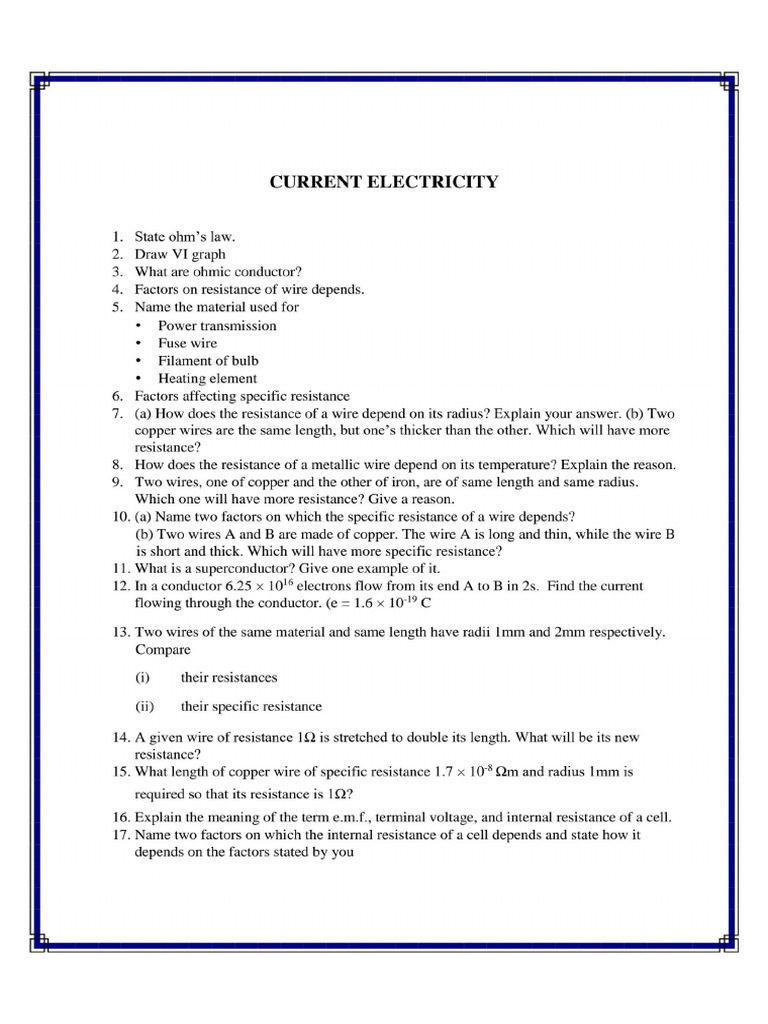 Test Current Electricity | PDF