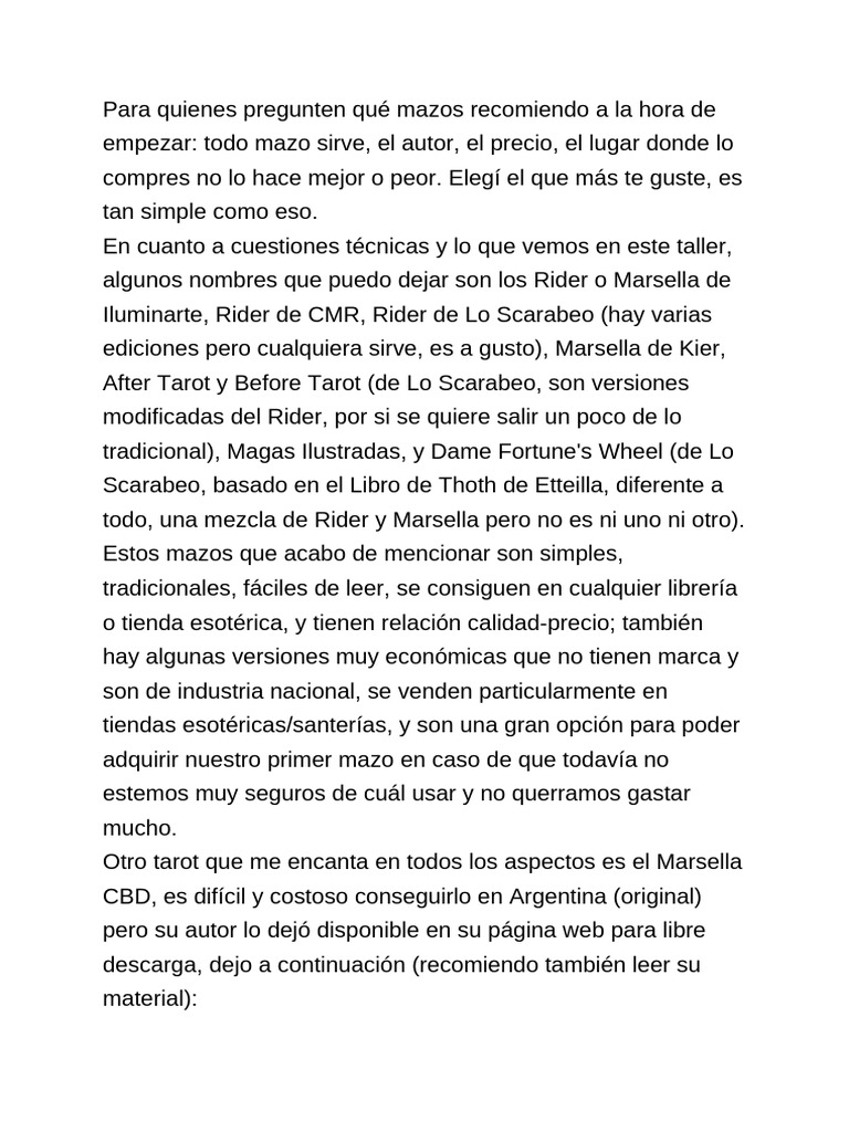 Recomendaciones de mazos de tarot | PDF | Tarot | Jugando a las cartas