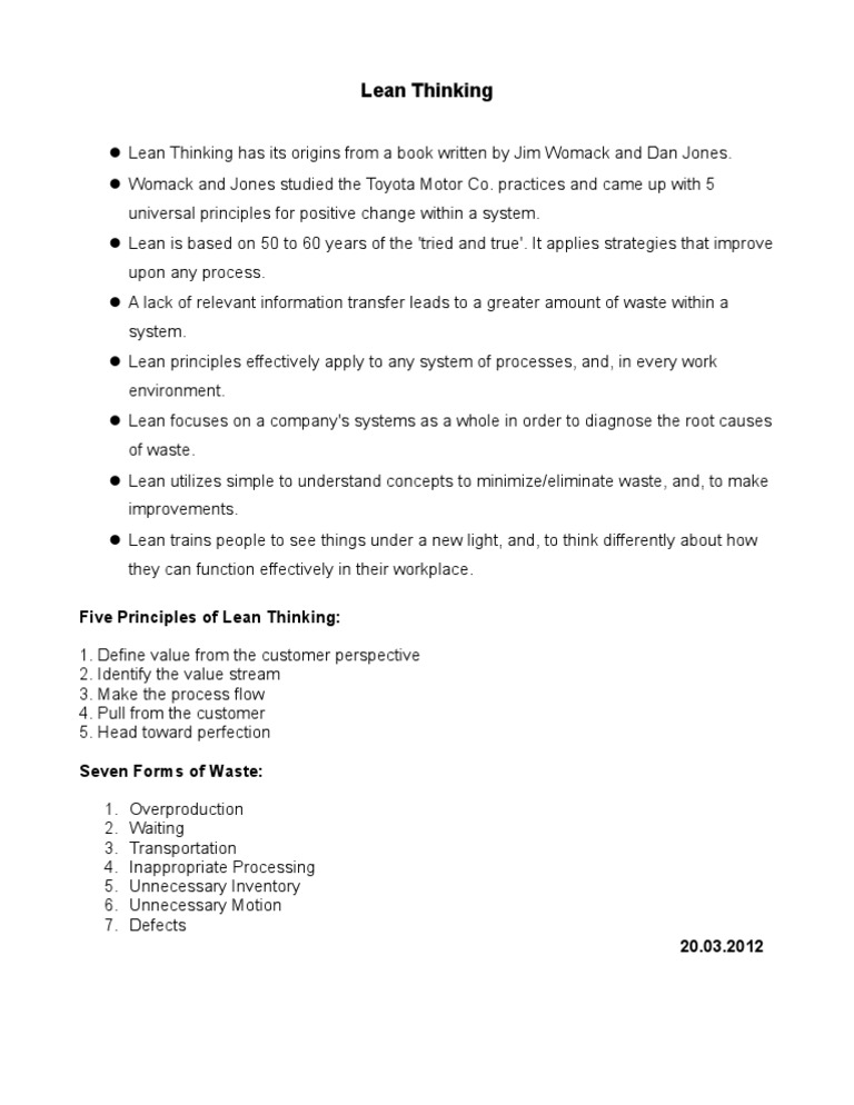 Lean Thinking: Principles & Waste Reduction | PDF | Career & Growth ...