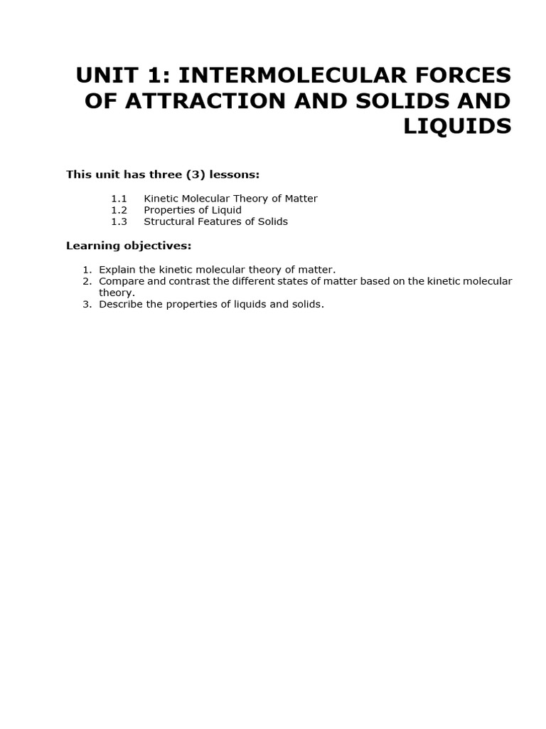 Kinetic Molecular Theory and Properties of Liquids and Solids _0 | PDF ...