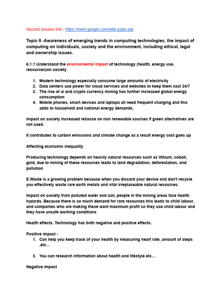 Topic 6 - Awareness of Emerging Trends in Computing Technologies, The ...