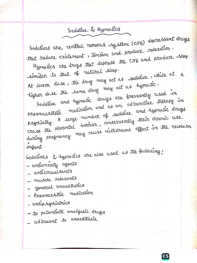 Sedative and Hypnotic Drugs | PDF