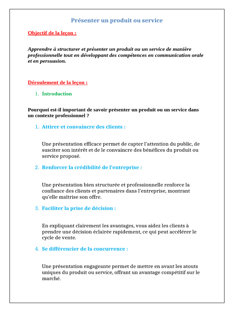 Comment présenter un produit efficacement | PDF | Business | Économie