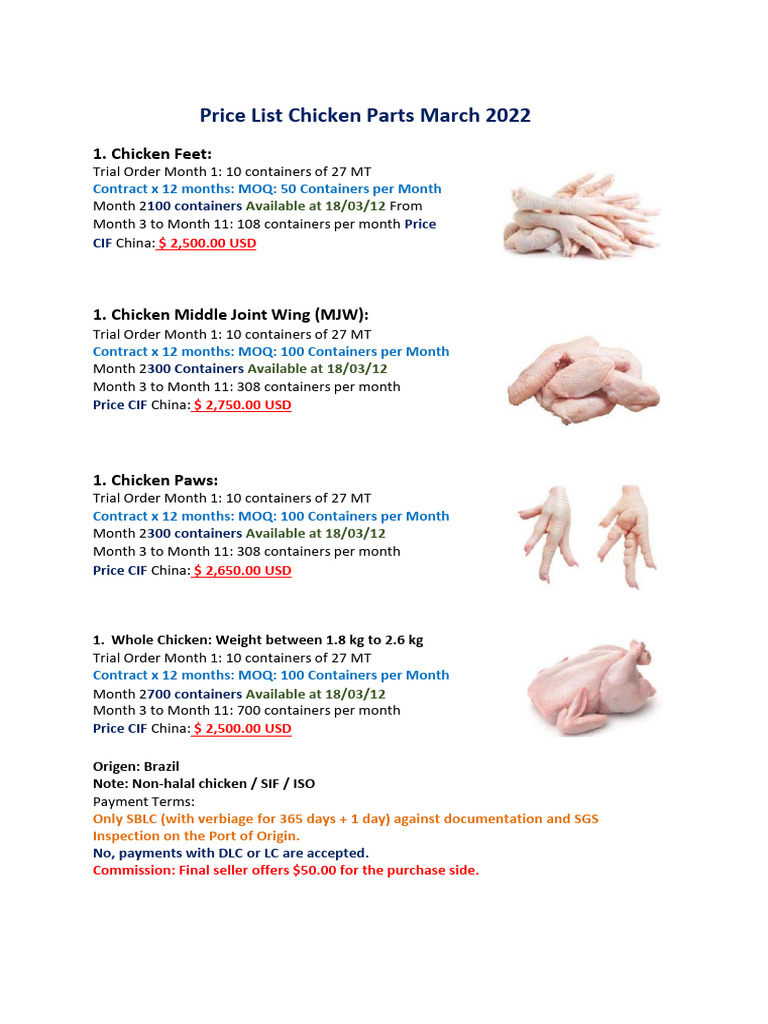 Photo inspiration: Variable Chicken Room Part Oxide Prof Reference: Offert Prices Chicken Parts March 2022