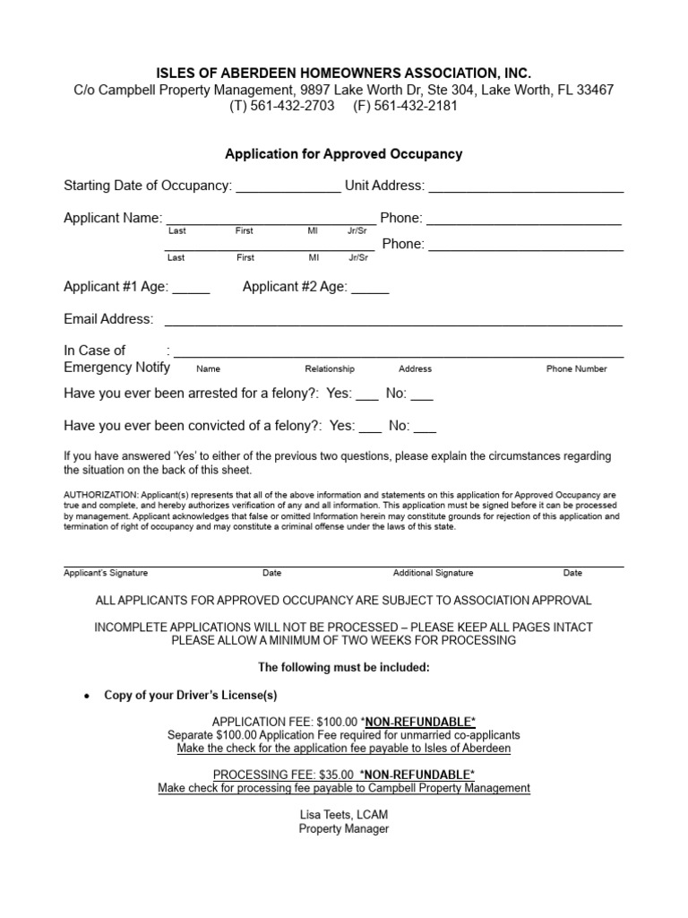 Appl Package For Additional Resident (Occupant) 5-2-2024 | PDF ...