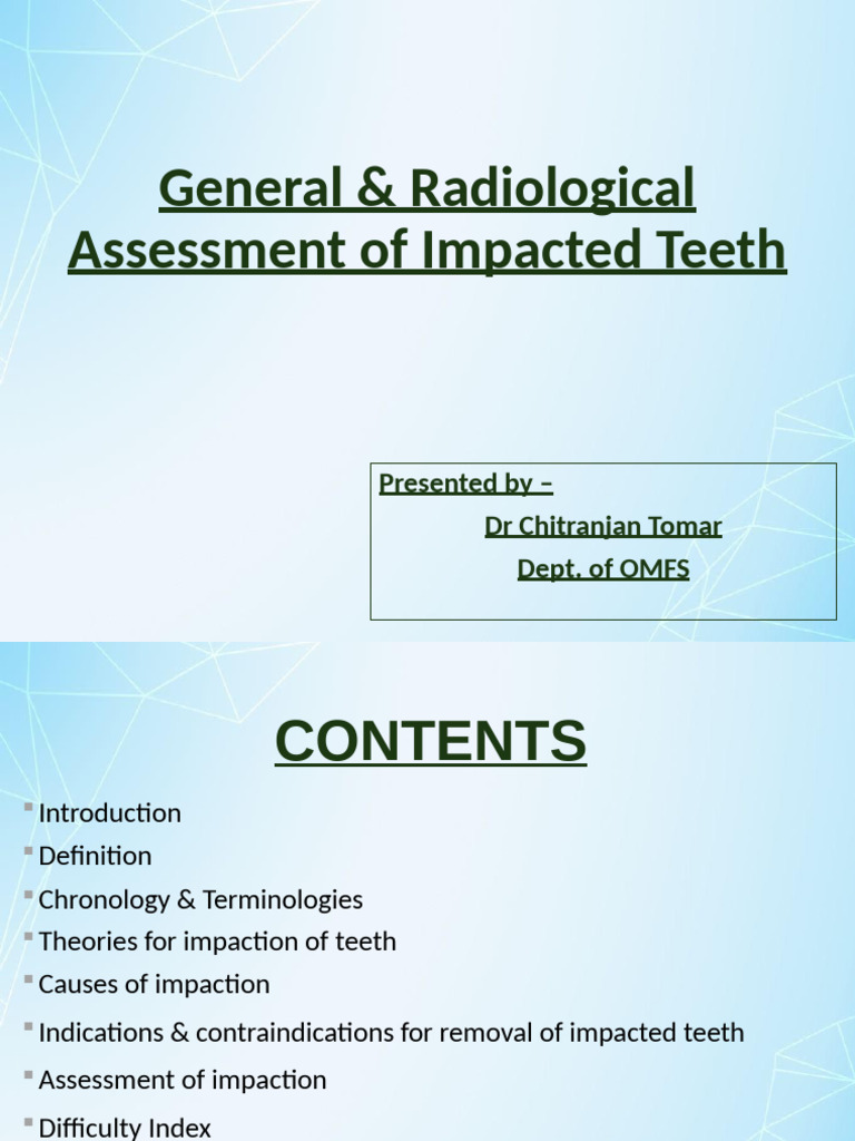 Assessment of Impaction FINAL WhiteBackground | PDF | Human Tooth ...